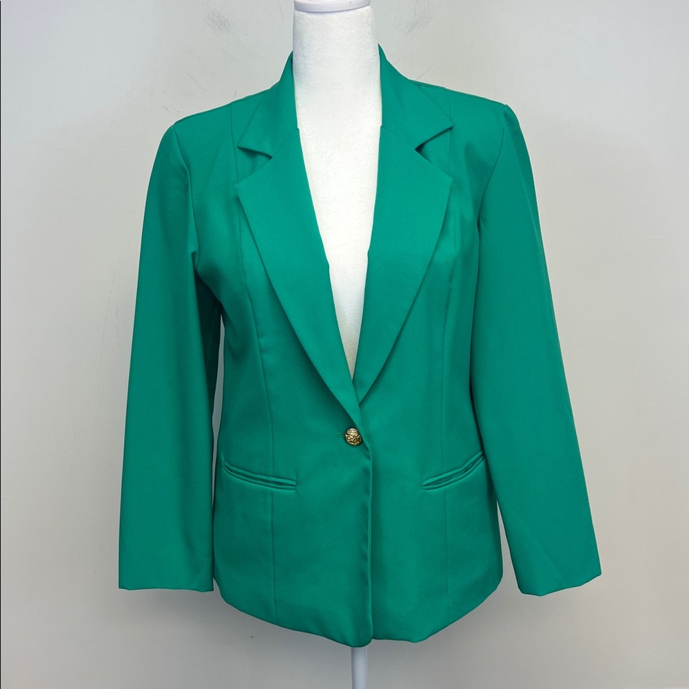 BFA Classics Chic Professional Green Women's Blazer Jacket 10 Petite